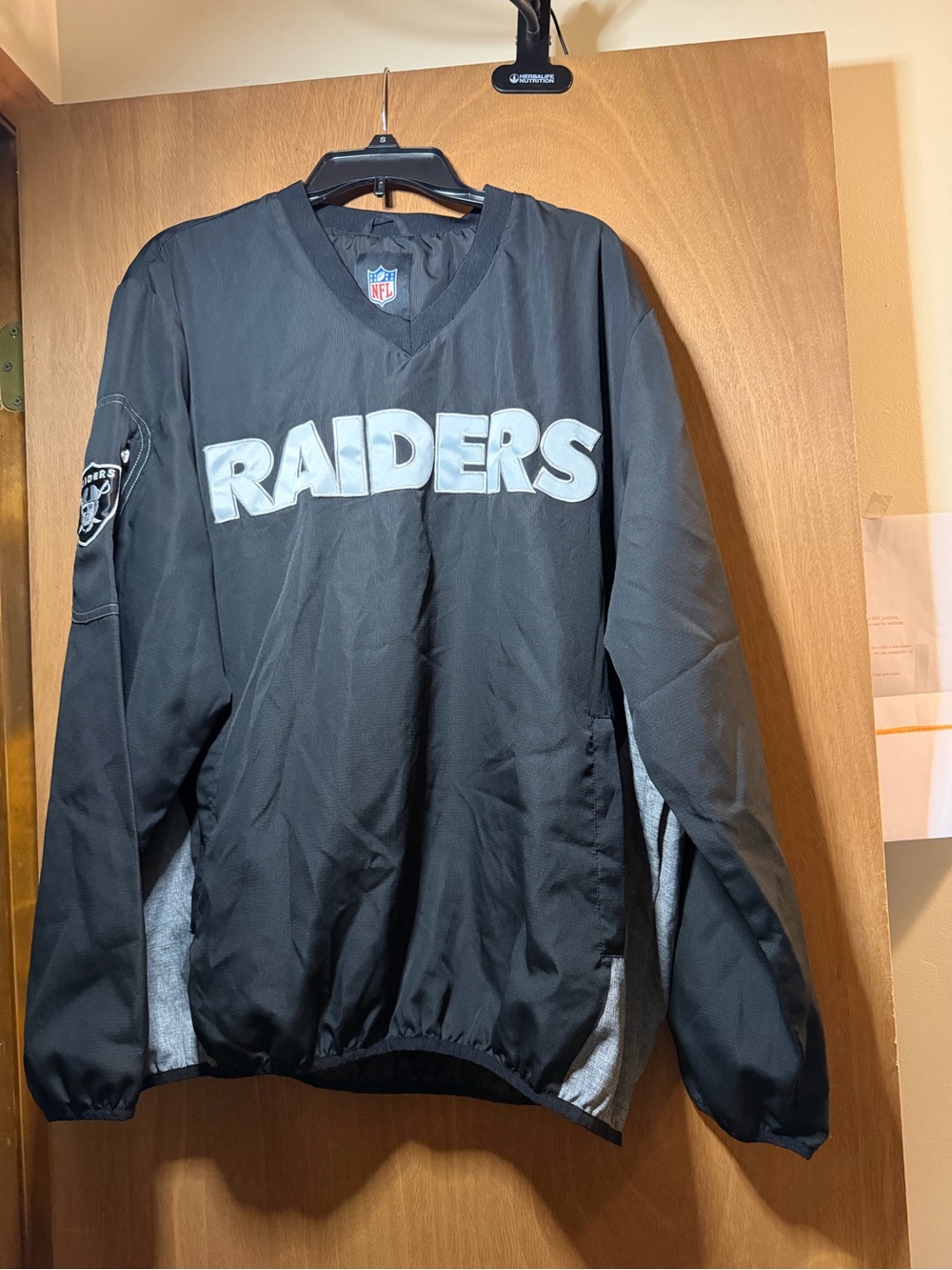 NFL Raiders Black and Gray Pullover Windbreaker